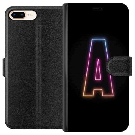Yhteensopiva Lompakkokotelo Apple Apple iPhone 7 Plus Minimalistinen neonkirjain A sateenkaarenvärisessä valossa mustaa taustaa vasten modernissa ty