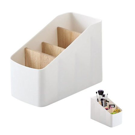 Organizer i trä, förvaringsbox med fjärrkontroll, med 4 fack