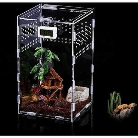 Insektfodringsboks Akryl Terrarium Beholder til Skorpion Frø Bærbar Krybende Kæledyr Krybdyr Habitat Anti-Escape Design KLB