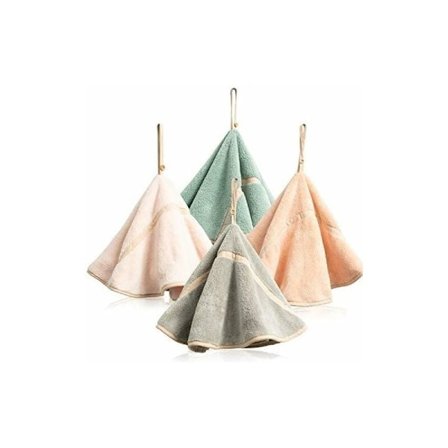 Bløde hængende håndklæder i koralfleece med løkke, 4 stk., 4 farver