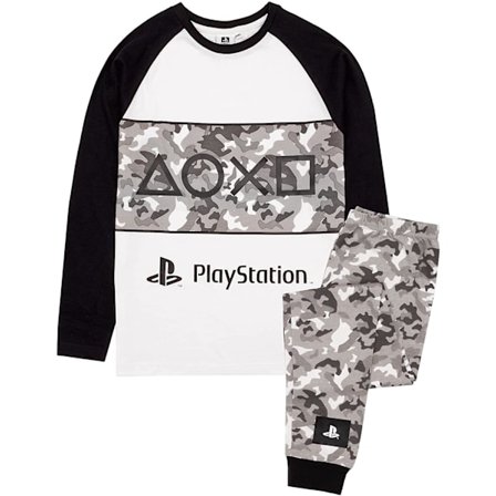 Playstation Boys Gaming Camo Pyjamas Set 5-6 år Svart/Grå/Vit