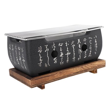 Japansk stil BBQ Grill spis Träkol Grill spis Rektangel Kalligrafi Snabbuppvärmning Aluminiumlegering Trådgrill Bas för camping M