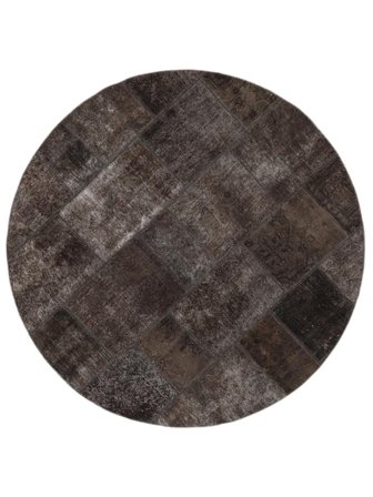 Hand Knotted Persian Patchwork Rug Ø 200 Black/Brown