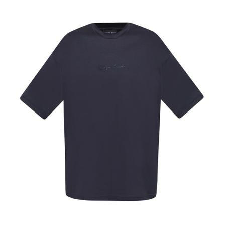 Giorgio Armani, T-shirt with logo Blauw, Heren, Maat:M,Katoen