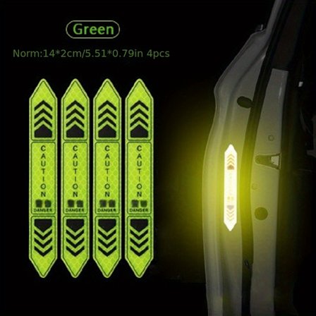 4-pakning Nattreflekterende bilklistremerker for dør, sikkerhetsadvarselsdekaler i plast