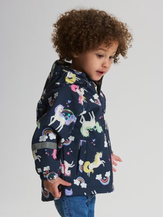 Polarn O. Pyret - Windproof softshell jacket unicorns - 116 - Childrenswear - blue