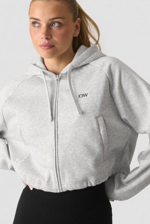 ICANIWILL - Everyday Cropped Zipper Hoodie Light Grey Melange - Damen - ICIW