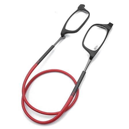 Magnetiske lesebriller med Senil-snor UNISEX (+1.0-+3.5) Svart / Rød