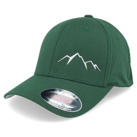 Wild Spirit - Grön flexfit Keps - Small Mountain White/Spruce Green Flexfit @ Hatstore