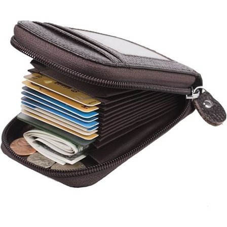 Brun kortholder i brunt læder, pansret kreditkortholder, visitkortholder, kørekort + gaveæske (1 stk.)