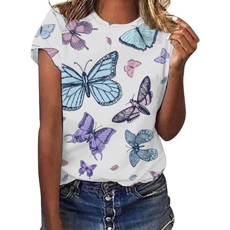 Kortärmade Kvinnor T-shirts Med Rund Hals
