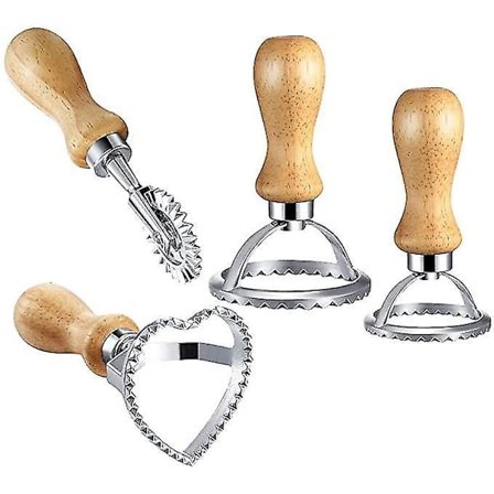 Deigkutterpresse Stempler Ravioli Cutter Trehåndtak Rund