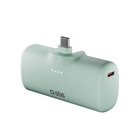 SBS EcoPower 5000 mAh 10W Powerbank med innebygd USB-C-port - grønn