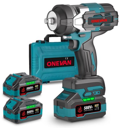 2100 Nm mutterdragare, 1/2" borstlös sladdlös mutterdragare Lämplig för stora lastbilar, containertransporter med 2 batterier + verktygslådor