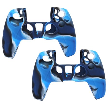 2 stk Gamepad Beskyttelsesetui Kamuflasje Silikonetui Skin for PS5 Game Controller Camo Blå
