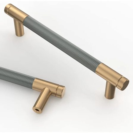 10 Stycken Guldgrå Kökshandtag 128mm Guld Metall Möbelhandtag med Skruvar, för Skrivbord, Lådor, Skåp, Garderober UK0026【PL】