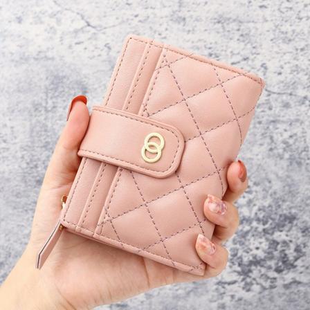 Naisten lompakko kolikkokukkaro Luova vetoketjullinen useita korttipaikkoja Student Fashion lyhyet naiset Deep pink