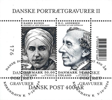 Danmark - Portrætgravurer II - Stemplet miniark