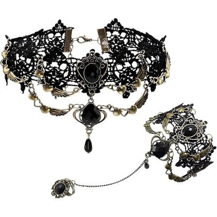Vintage spets Choker Armband Set: gotiska Halloween smycken