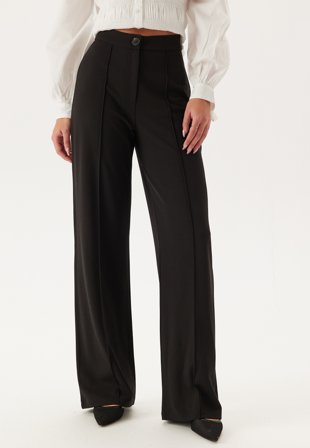 Bubbleroom - Soft Suit Straight Trousers - Black - Kläder