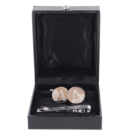 Personlig Manschettknapp och Slipsnålset i Koppar med Bokstav