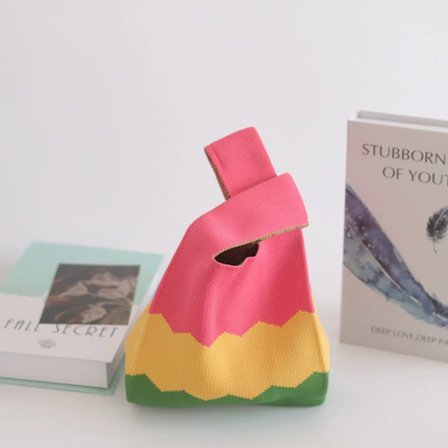 Stickad handväska med geometriska mönster, tygväska, presentpåse, damhandväska, hundra clutch handväska