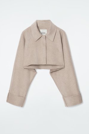 COS Women's Cropped Double Faced Wool Jacket in Beige