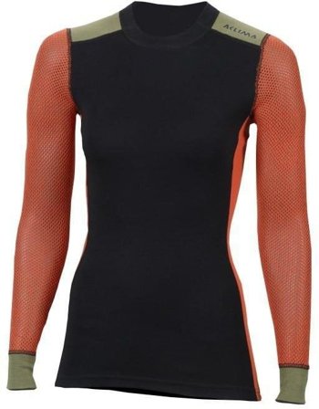 Aclima W's WoolNet Hybrid Crewneck Jet Black/Poinciana/Capulet Olive