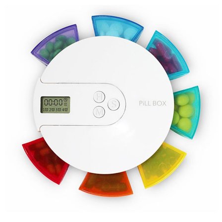 Pilleæske med timerpåmindelse 7 rum Rund