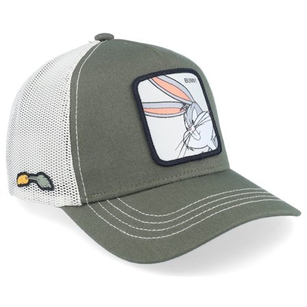 Capslab - Grønn trucker Caps - Looney Tunes Bugs Bunny Olive/White Trucker @ Hatstore