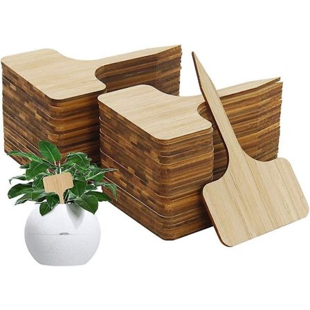 50 bambus planteskilt, T-formede plantestik, plug-in tags