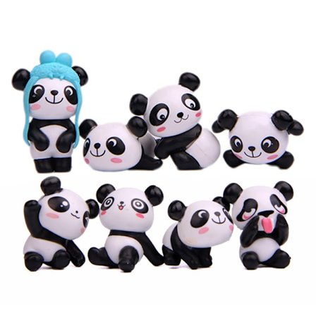 8 Pakke Mini Panda Tegneserie Statue Mini Kakeform Tilbehør Landskap
