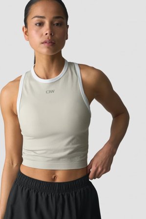 Mirage Seamless Cropped Tank Top Light Beige/White