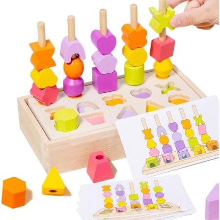 (Flerfärgad) Pedagogisk leksak - Montessori - 2 i 1 - Stapelbar - Flerfärgad - För barn 2-5 år