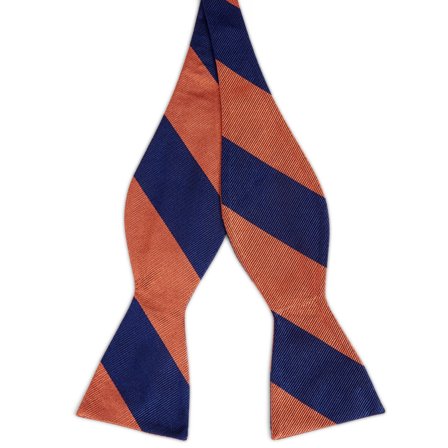 Navy & Orange Stripe Silk Self-Tie Bow Tie for Men - Self-tie bow ties