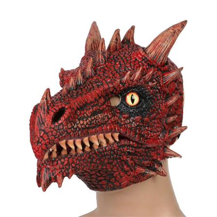 Halloween-dinosauruksen naamio liikkuvalla alaleualla, naamiaisasu Fire Dragon