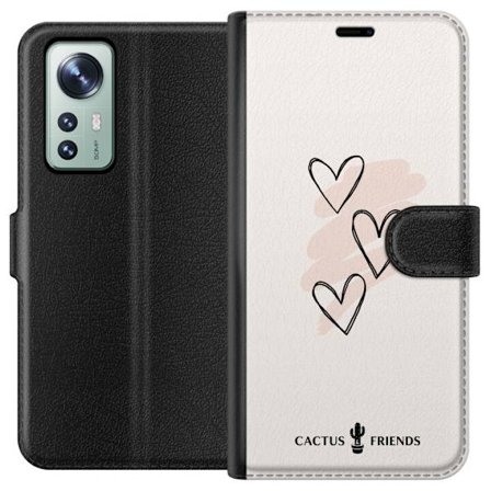 Kompatibel Tegnebogsetui til Xiaomi Xiaomi 12 Cactus and Friends - Soft Romance Sketch