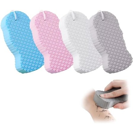 Badesvampe - Bløde eksfolierende svampe - Skrubbesvampe - Sæt med 4 - Kropsbadesvampe - Velegnet til børn og voksne