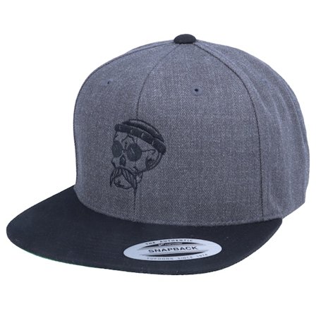 Iconic - Grey snapback Czapka Z Daszkiem - Hipster Skull Charcoal/Black Snapback @ Hatstore
