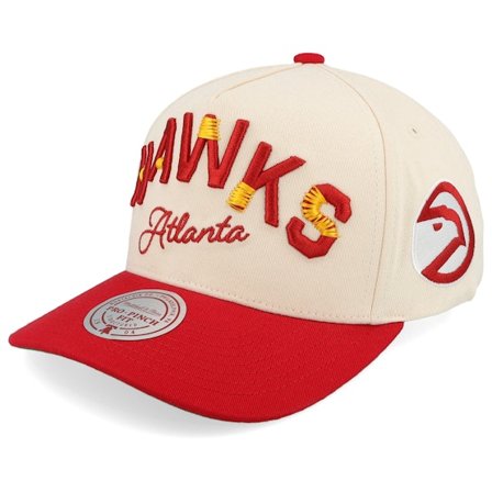 Mitchell & Ness - NBA White adjustable Czapka Z Daszkiem - Atlanta Hawks Staggered Zag Pro Off White @ Hatstore
