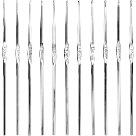 Virknålar i stål, 12-pack, små storlekar 0,6 mm till #