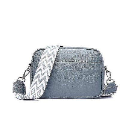 Crossbody taske til kvinder, lille skuldertaske i læder med bred rem, lynlås og aftagelig skulderrem