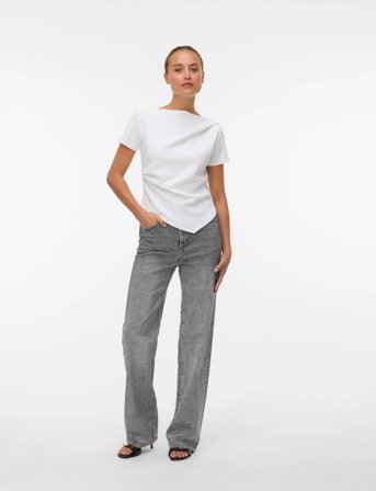 Vero Moda Vmtessa Hr Wide Rhinestone Jeans Ra206 - Grey - 30 x 32