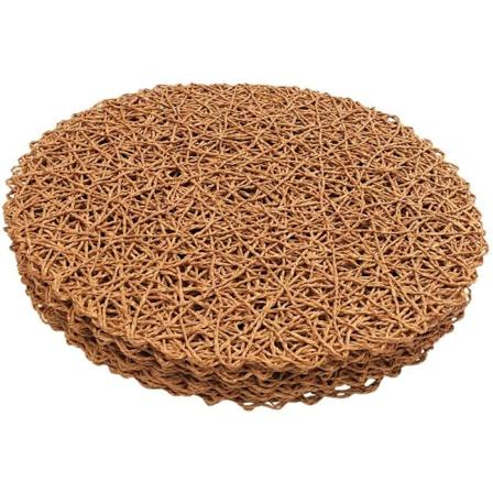 Runda vävda placemats av papper, dekorativa repmattor för middag, fest och bröllop 12-pack