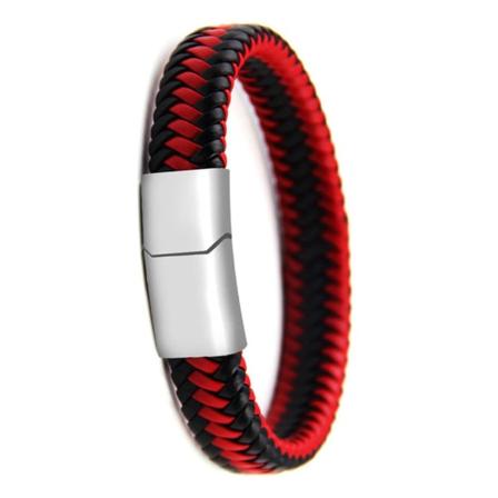 Stilrent Flätat Slittåligt Unisex Armband Svart/Röd