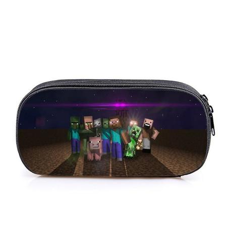 Minecraft-tema Barn Pojkar Flickor Case Pennväska med stor kapacitet Studentbrevpapper Organizer Tillbaka till skolan A