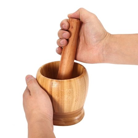 Miljövänlig Mortelset, Naturlig Bambu Mortel och Stöt För Att Mala Örter, Kryddor och Mer - Viktigt Köksredskap För Färska Smaker Och