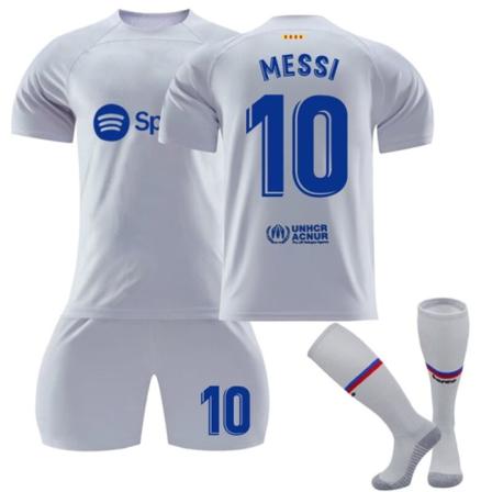 23/24 Pojke Barn Fotbollssatser Fotboll Träningsdräkt Sportkläder Skjorta Korta strumpor 2324 barcelona away #10 18 (3-4 years)