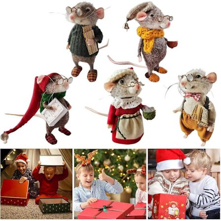 Söt Nålfiltsmus Vinter Jul Heminredning Julmus Råtta Ornament Present - Perfekt E 1 st-max