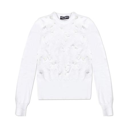 Dolce & Gabbana Sweater with floral motif Hvid, Dame